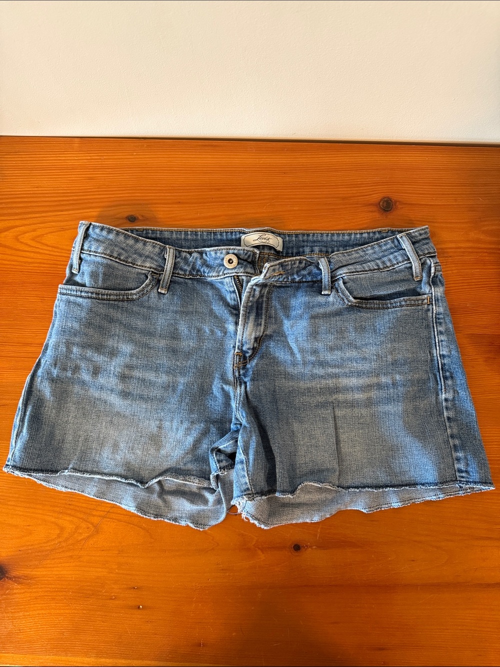 Levi's Light Blue Distressed Denim Shorts
